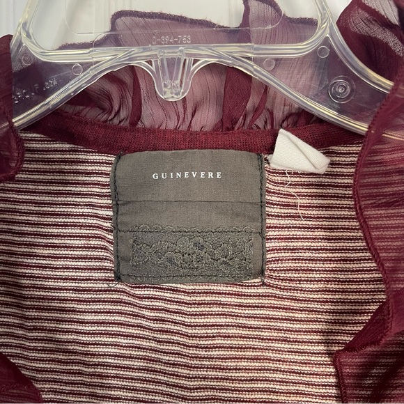 anthropologie guinevere cardigan Sweater Ruffles Stripes Red White Boho Casual - Picture 3 of 9